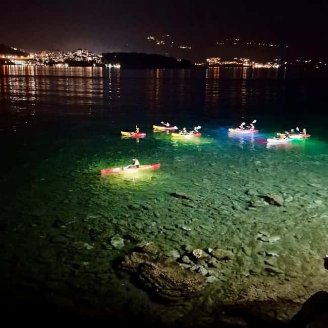 Budva: Night Lights Kayaking Tour - St. Nicholas Island Swim: Clear Water and a Nice Break