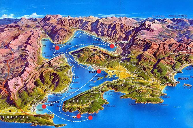 From Tivat/Kotor: Whole Boka Bay Guided Cruise, Comfortable Ship - Our Lady of the Rocks, Church Color, Votive Gifts, and a Real Island Stop