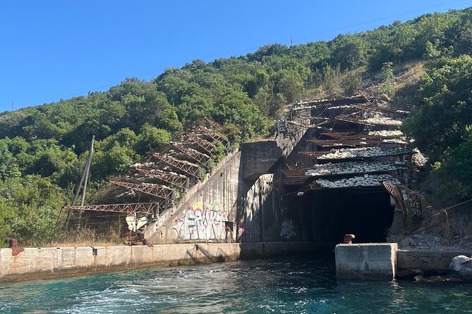 Kotor Bay Speedboat Tour: Blue Cave and Lady of the Rocks - Stop 2: Former submarine tunnel, 10 minutes of Cold War contrast