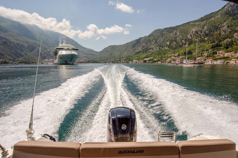 Kotor: Blue cave speedboat tour for a lifetime memories - Stop one: the old submarine tunnel break (5 minutes)