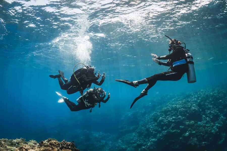 Try Scuba Diving from Boat in Budva - Budva Diving Center - First scuba session from a Budva boat base, with Sveti Nikola doing the heavy lifting